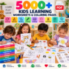 5000+ Printable Kids Learning Worksheets & Coloring Pages Bundle | Mega PDF Activity Pack